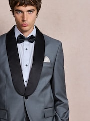 Mid Blue N. Premium Tailored Fit With Wool Shawl Lapel Tuxedo Suit Jacket - Image 4 of 5