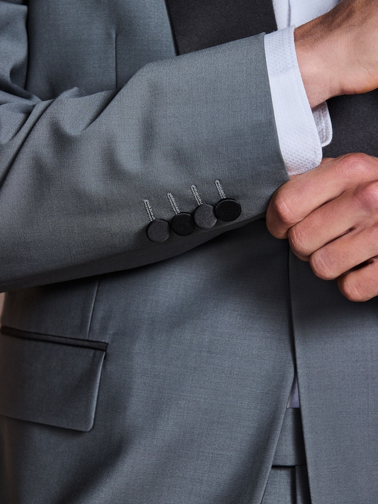 Mid Blue N. Premium Tailored Fit With Wool Shawl Lapel Tuxedo Suit Jacket - Image 5 of 5