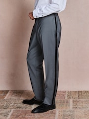 Mid Blue N. Premium Tailored Fit With Wool Tuxedo Suit Trousers With Tape Detail - Image 1 of 5