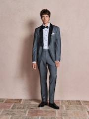 Mid Blue N. Premium Tailored Fit With Wool Tuxedo Suit Trousers With Tape Detail - Image 2 of 5