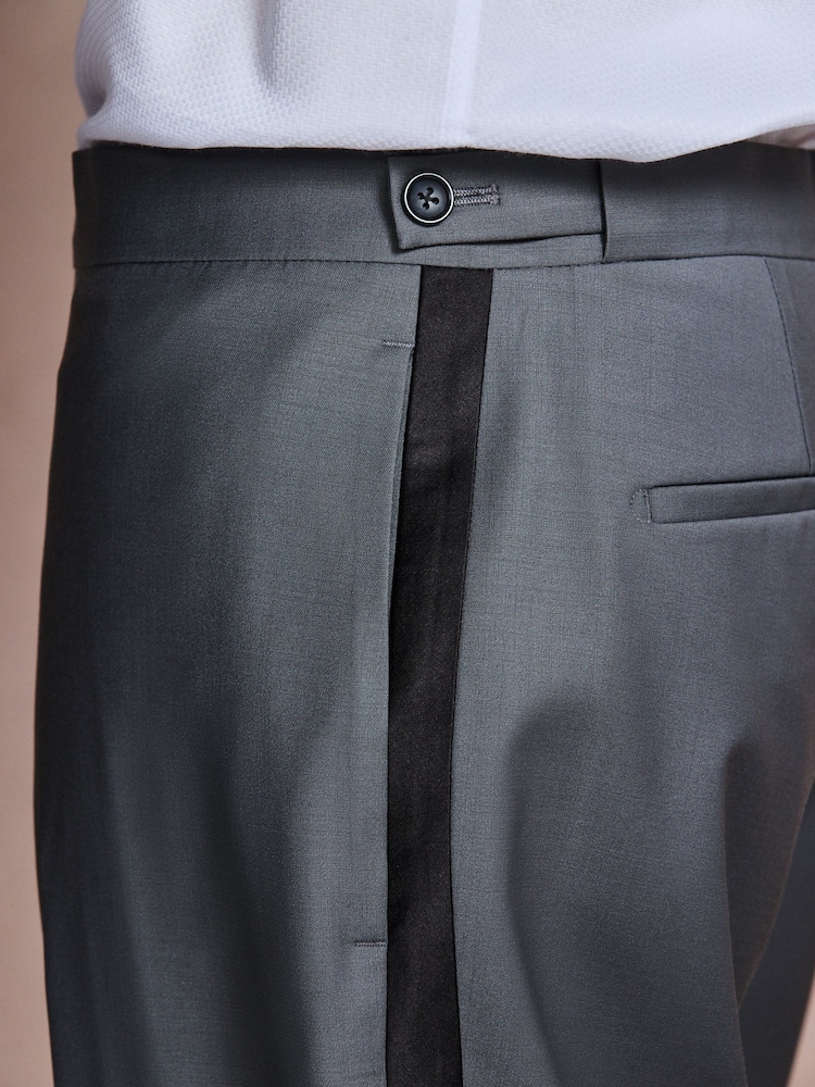 Mid Blue N. Premium Tailored Fit With Wool Tuxedo Suit Trousers With Tape Detail - Image 5 of 5 Mid Blue N. Premium Tailored Fit With Wool Tuxedo Suit Trousers With Tape Detail - Image 5 of 5