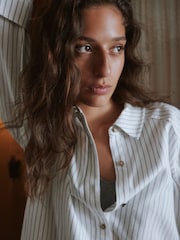 Yard Grey Button Through Stripe Night Shirt - Image 5 of 9