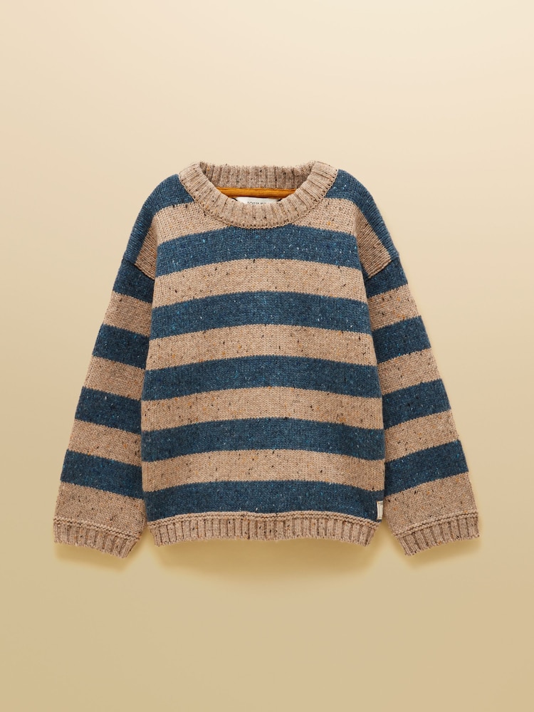 Blue & Oat - كنزة Fisherman مضلعة للأطفال من Joules - صورة 1 من 4 Blue & Oat - كنزة Fisherman مضلعة للأطفال من Joules - صورة 1 من 4