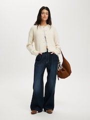 Cotton On White Lofty Luxe Crew Cardigan - Image 3 of 4