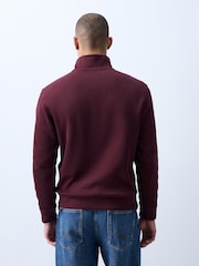 Burgundy Red N.Premium Smart Rib Textured Quarter Zip Sweat Top - Image 3 of 4