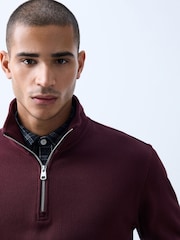 Burgundy Red N.Premium Smart Rib Textured Quarter Zip Sweat Top - Image 4 of 4