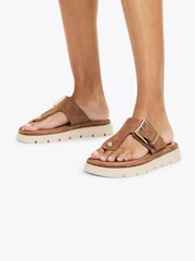 Carvela Comfort Brown Pavilion T-Bar Mule Shoes - Image 5 of 6