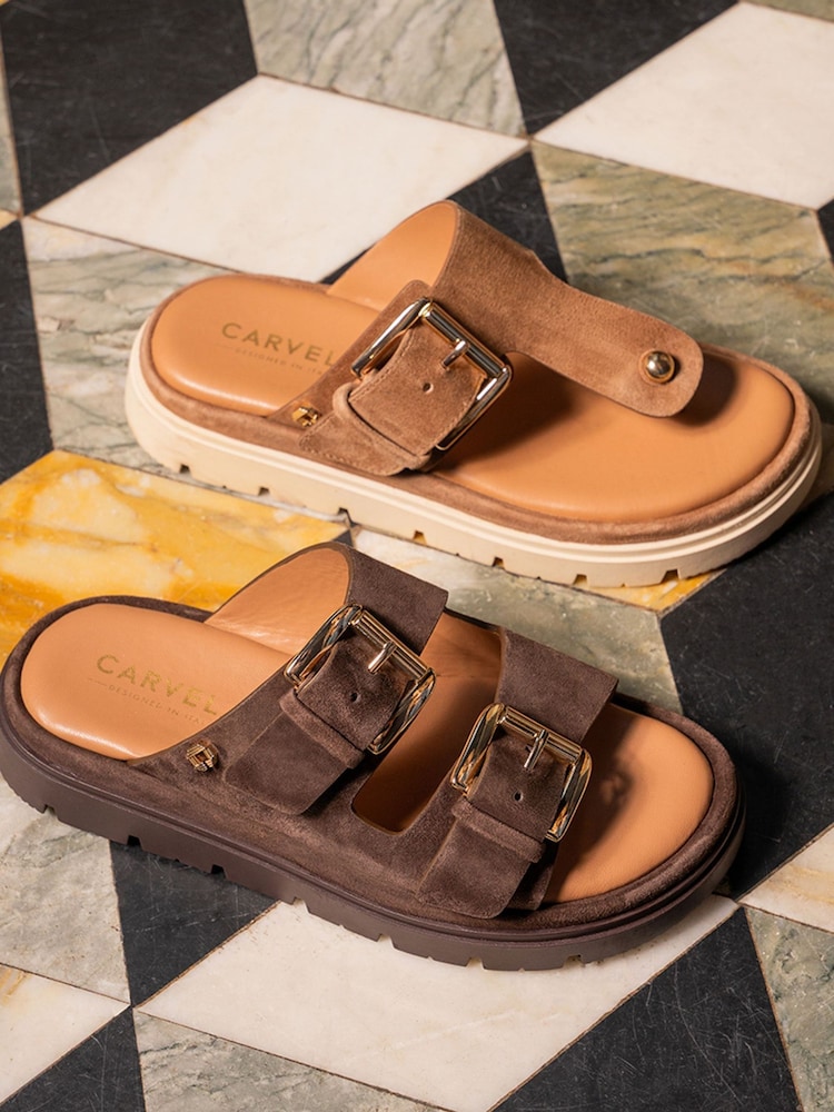 Carvela Comfort Brown Pavilion T-Bar Mule Shoes - Image 6 of 6