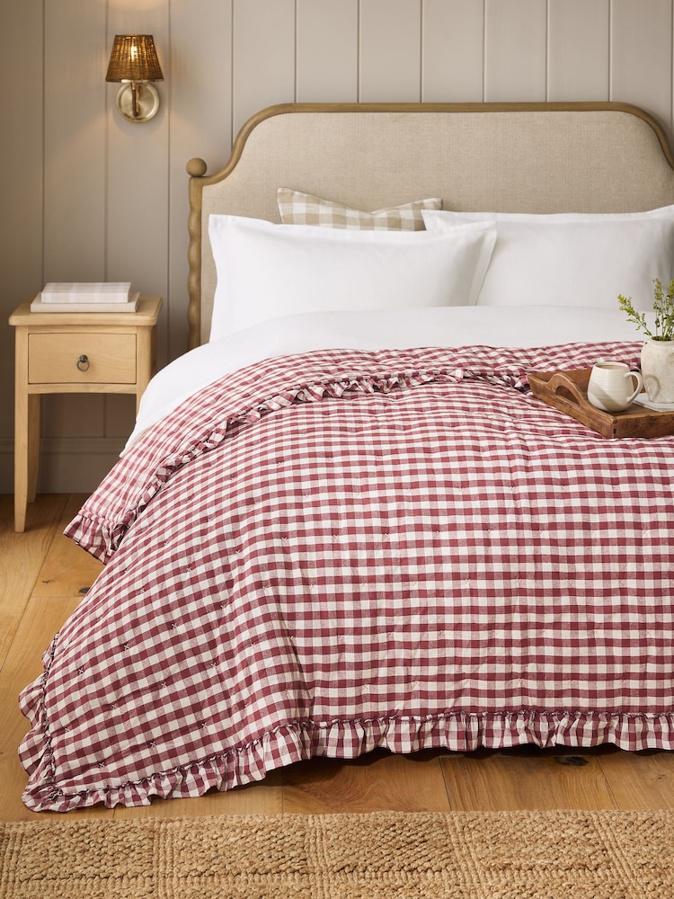 Red Gingham Brushed ruffle Bedspread - Image 1 of 7 Red Gingham Brushed ruffle Bedspread - Image 1 of 7