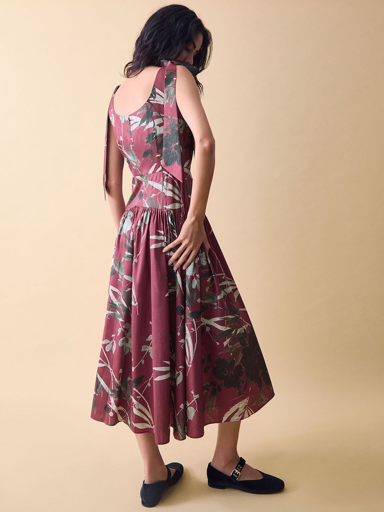 Buy Monsoon Red Clemence Lian Floral Drop Waist Midi Dress from Next  Luxembourg