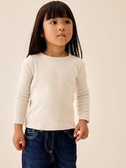 Ecru Long Sleeve Pointelle Top (3mths-7yrs) - Image 1 of 7