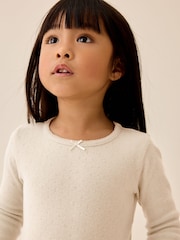 Ecru Long Sleeve Pointelle Top (3mths-7yrs) - Image 3 of 7