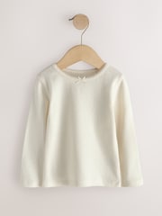 Ecru Long Sleeve Pointelle Top (3mths-7yrs) - Image 4 of 7