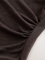 Chocolate Brown Long Sleeved Mesh Slash Neck Top - Image 5 of 6