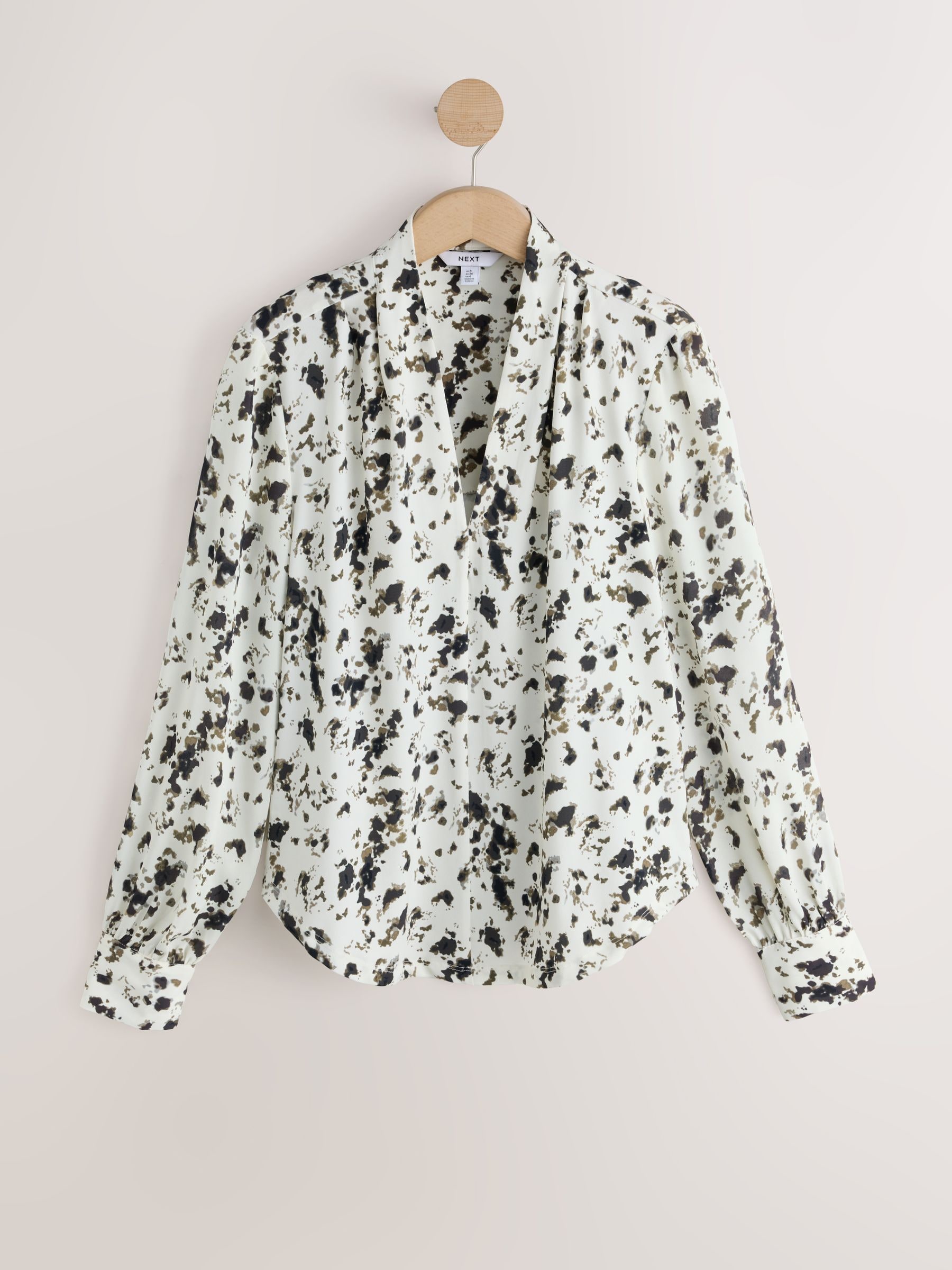 Next：日本 エクリュ スペックル プリント - Long Sleeved V-Neck Cuff