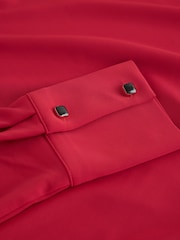 Red Long Sleeved Drape Bubblehem Top - Image 7 of 8