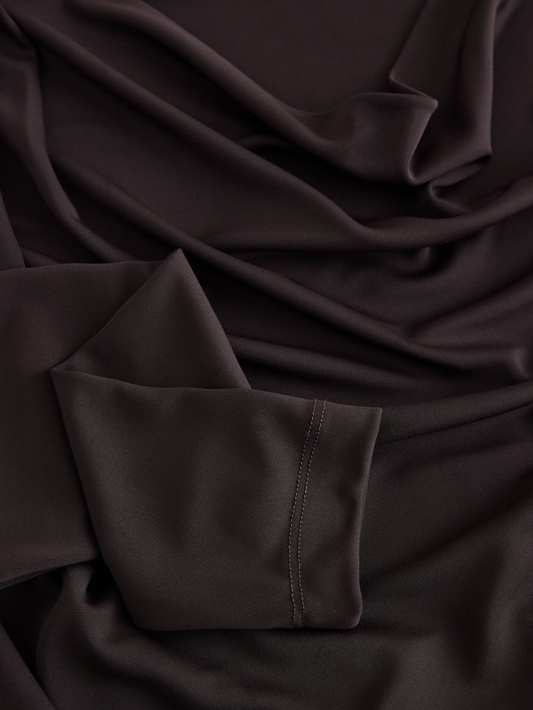 Wine Long Sleeved Drape Bubblehem Top - Image 8 of 8