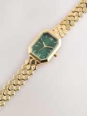 Gold Tone Green Dial Honeycombe Metal Bracelet Watch - Image 3 of 3