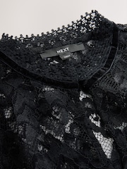 Black Sleeveless Keyhole Lace Bubblehem Top - Image 7 of 8
