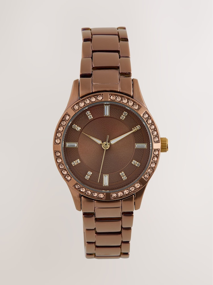 Chocolate Brown Sparkle Boyfriend Watch - Image 1 of 3 Chocolate Brown Sparkle Boyfriend Watch - Image 1 of 3