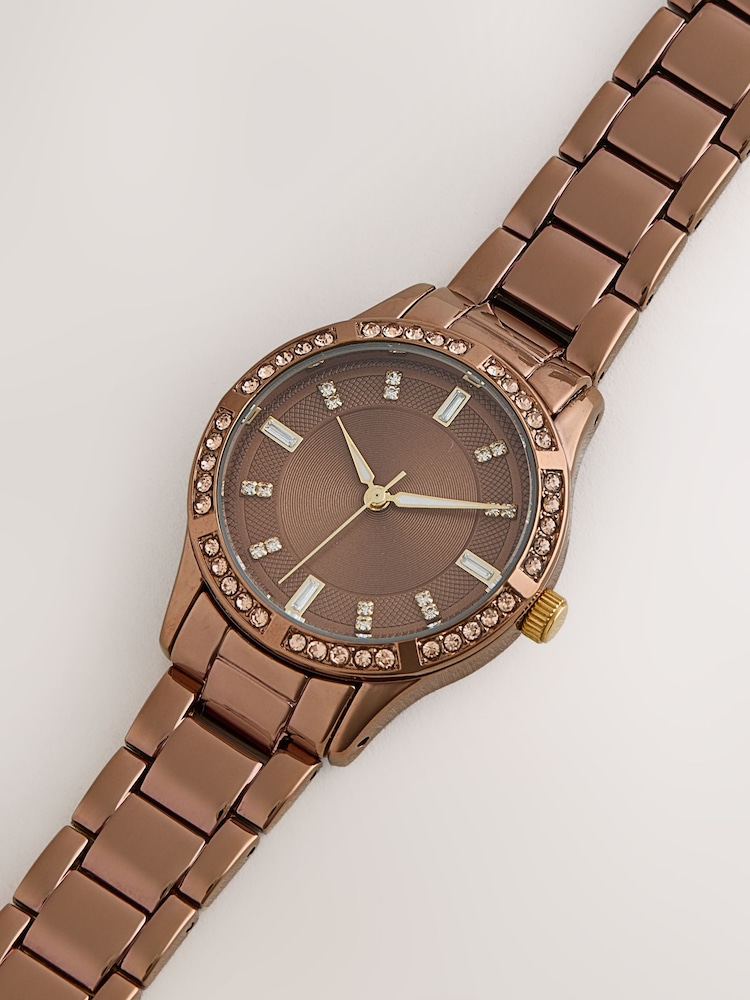 Chocolate Brown Sparkle Boyfriend Watch - Image 3 of 3 Chocolate Brown Sparkle Boyfriend Watch - Image 3 of 3