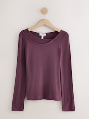Mauve Purple N.Premium Wool Blend Long Sleeved Top - Image 6 of 8