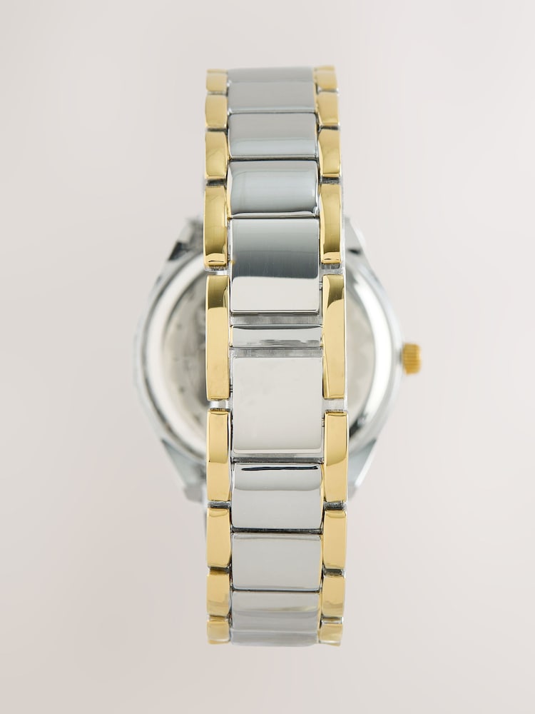 Gold/Silver Tone Mixed Metal Sparkle Boyfriend Watch - Image 2 of 3