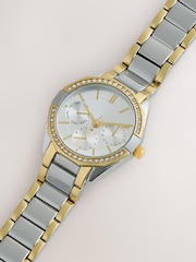Gold/Silver Tone Mixed Metal Sparkle Boyfriend Watch - Image 3 of 3