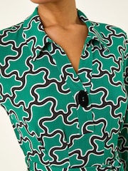 Roman Green Abstract Buttoned Shirt Dress - Image 5 of 5