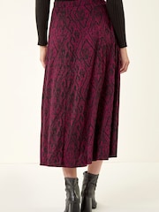 Roman Red Abstract Diamond Print Midi Skirt - Image 4 of 5