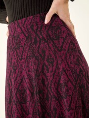 Roman Red Abstract Diamond Print Midi Skirt - Image 5 of 5