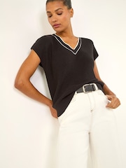 Roman Black Light Weight V-Neck Knitted Vest - Image 1 of 5