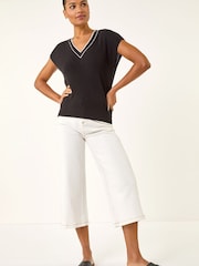 Roman Black Light Weight V-Neck Knitted Vest - Image 2 of 5