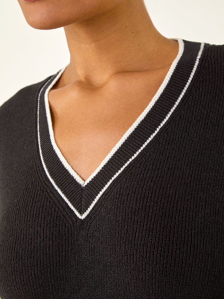 Roman Black Light Weight V-Neck Knitted Vest - Image 5 of 5