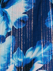 Friends Like These Cobalt Blue Short Sleeve Ruffle Metallic Midi Dress - Image 6 of 6