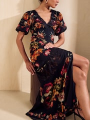 Friends Like These Puff Sleeve Lace Detail Midi Dress - 5суретінің 4 суреті