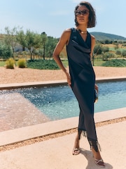Friends Like These Navy Cowl Neck Sleeveless Midi Dress - Image 3 of 5
