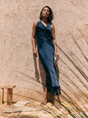 Friends Like These Navy Cowl Neck Sleeveless Midi Dress - Image 5 of 5