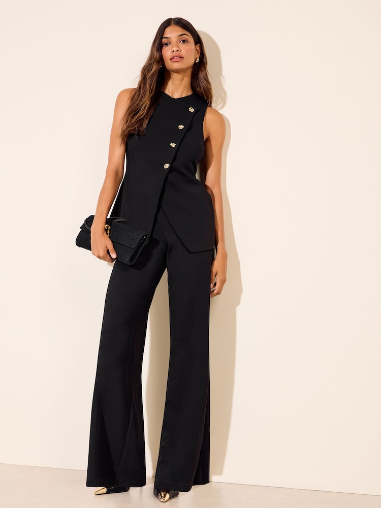 Friends Like These Black Asymmetric Waistcoat Scuba Jumpsuit - Image 1 of 6