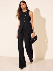Friends Like These Black Asymmetric Waistcoat Scuba Jumpsuit - Image 4 of 6
