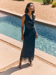 Marineblau - Friends Like These Cowl Neck Sleeveless Midi Dress - Bild 1 von 5