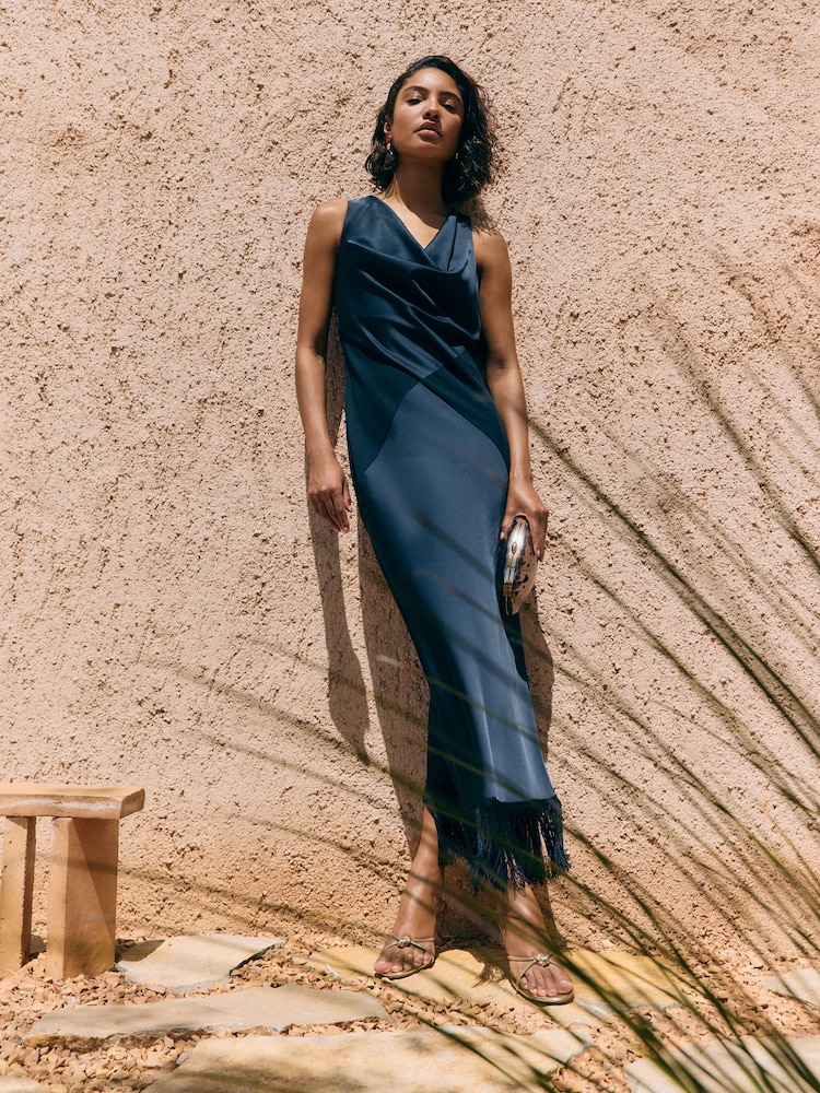 Marineblau - Friends Like These Cowl Neck Sleeveless Midi Dress - Bild 5 von 5