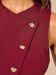 Friends Like These Berry Red Asymmetric Waistcoat Scuba Jumpsuit - Image 2 of 5