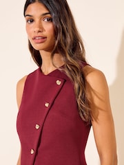 Friends Like These Berry Red Asymmetric Waistcoat Scuba Jumpsuit - Image 4 of 5