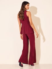 Friends Like These Berry Red Asymmetric Waistcoat Scuba Jumpsuit - Image 5 of 5