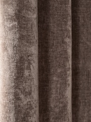 Mink Brown Blackout/Thermal Plush Chenille Eyelet Curtains - Image 3 of 5