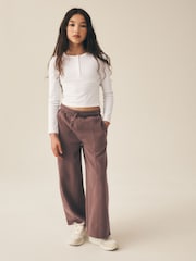 Chocolate Brown Wide Leg Joggers (3-16yrs) - Image 3 of 13