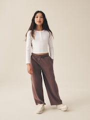 Chocolate Brown Wide Leg Joggers (3-16yrs) - Image 7 of 13