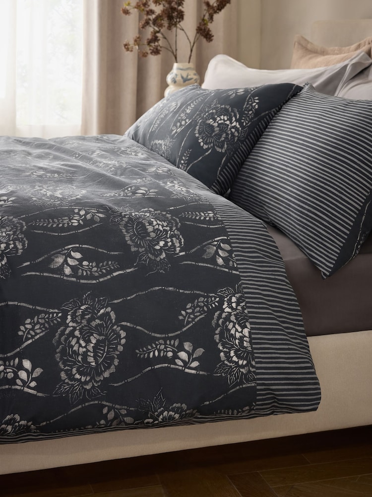 Blue Ditsy Floral Reversible Duvet Cover and Pillowcase Set - Image 1 of 6