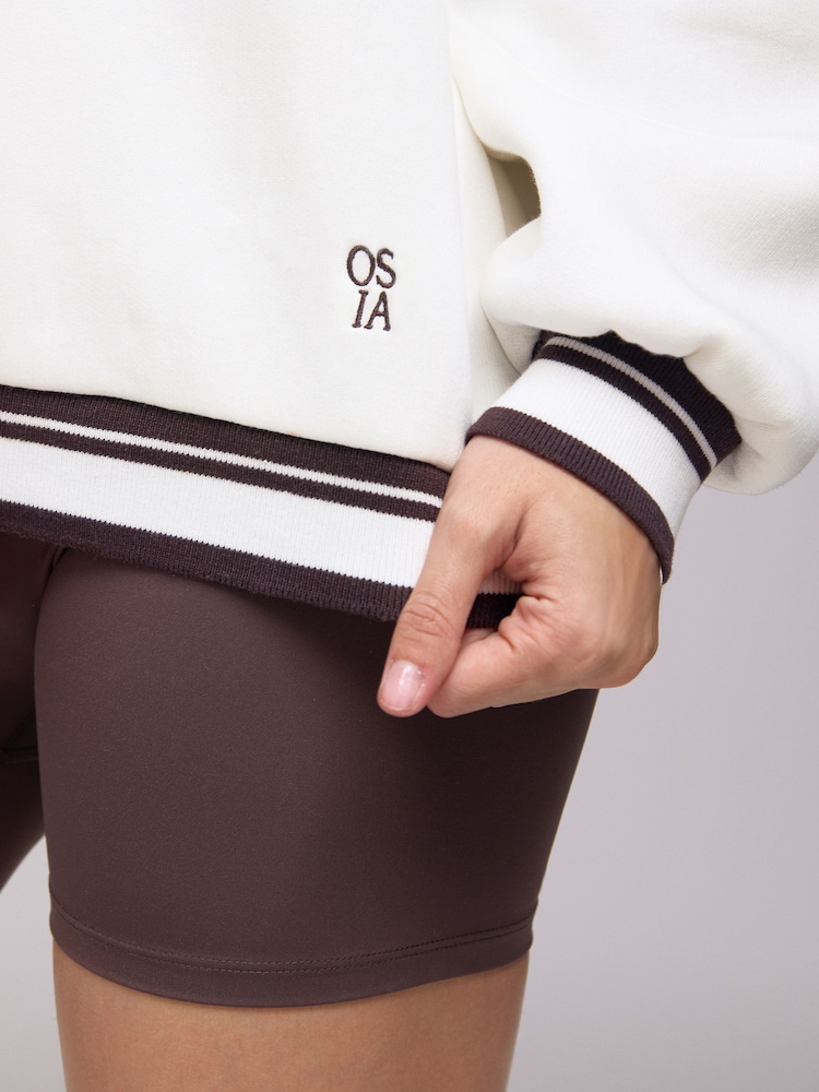 OSIA Cream V-Neck Tipped Oversized Sweatshirt - Image 2 of 5 OSIA Cream V-Neck Tipped Oversized Sweatshirt - Image 2 of 5